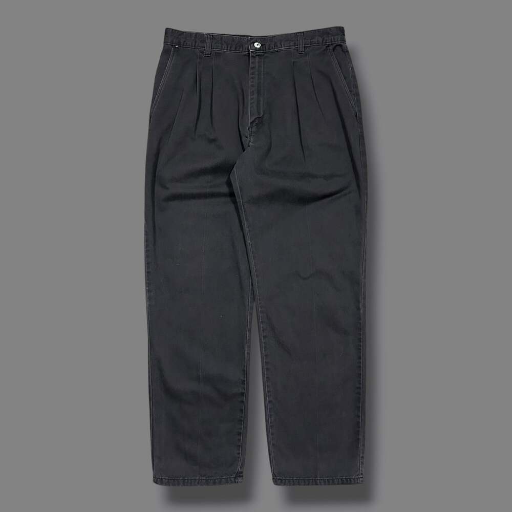Vintage Faded Black Pants Pleated Khakis Distressed 32x29 Minimalist Aesthetic